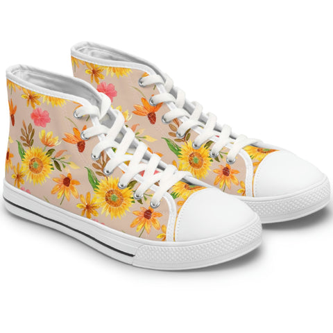 FLORAL SUNFLOWERS - Women's High Top Sneakers