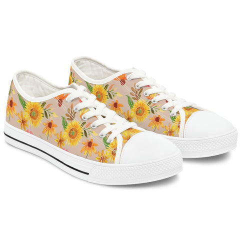 FLORAL SUNFLOWERS - Women's Low Top Sneakers