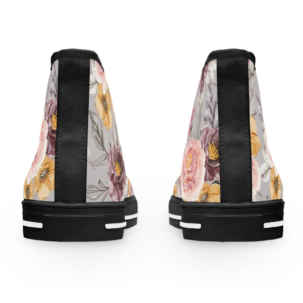 FLORAL VINTAGE SILVER - Women's High Top Sneakers Black Sole