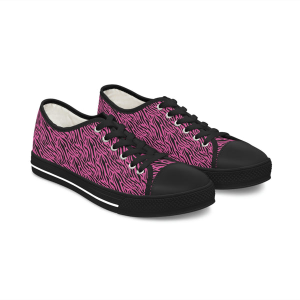 ZEBRA BLACK & HOT PINK - Women's Low Top Sneakers