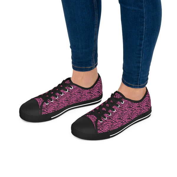 ZEBRA BLACK & HOT PINK - Women's Low Top Sneakers