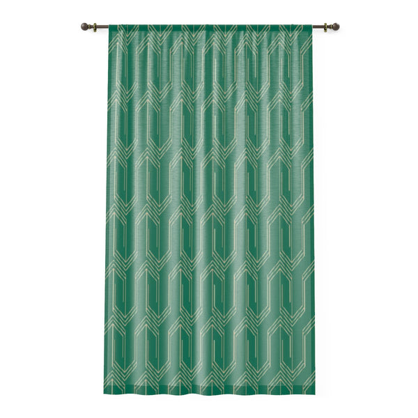 ART DECO GREEN - SHEER Window Curtain