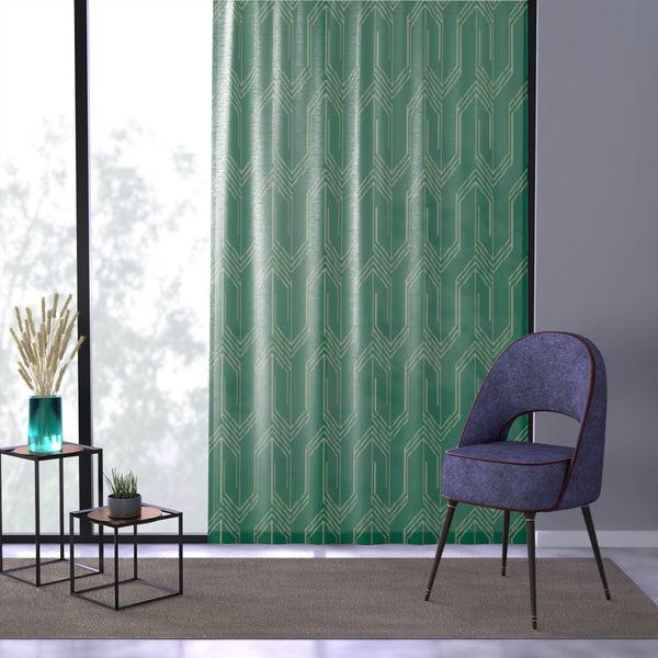 ART DECO GREEN - SHEER Window Curtain