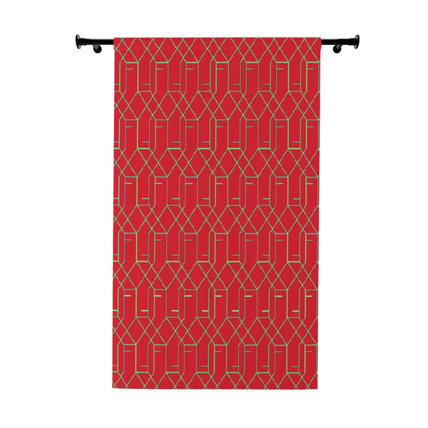 ART DECO RED & GOLD - BLACKOUT Window Curtain