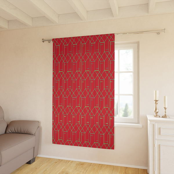 ART DECO RED & GOLD - BLACKOUT Window Curtain