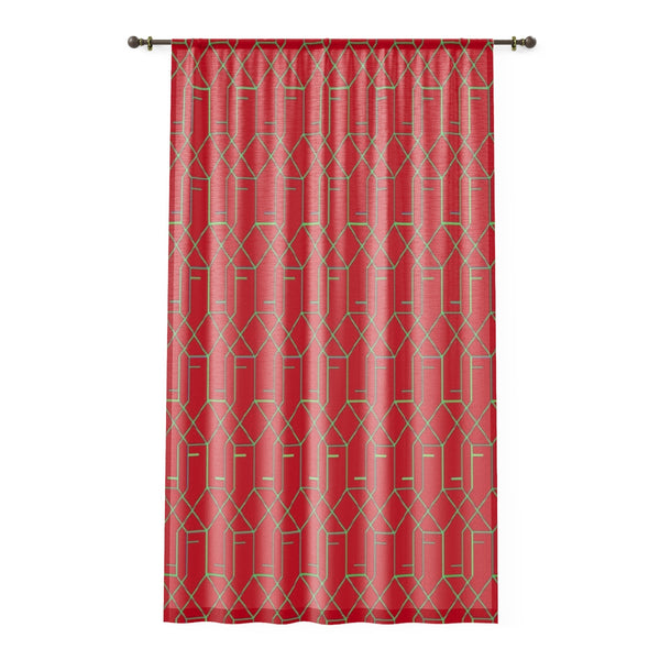 ART DECO RED & GOLD - SHEER Window Curtain