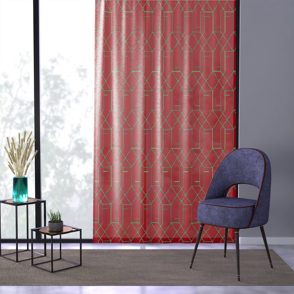 ART DECO RED & GOLD - SHEER Window Curtain