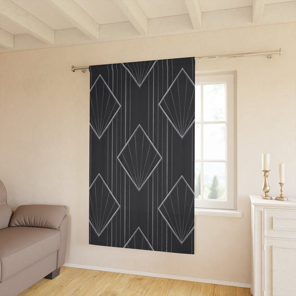 ART DECO SILVER & BLACK PRINT - BLACKOUT Window Curtain