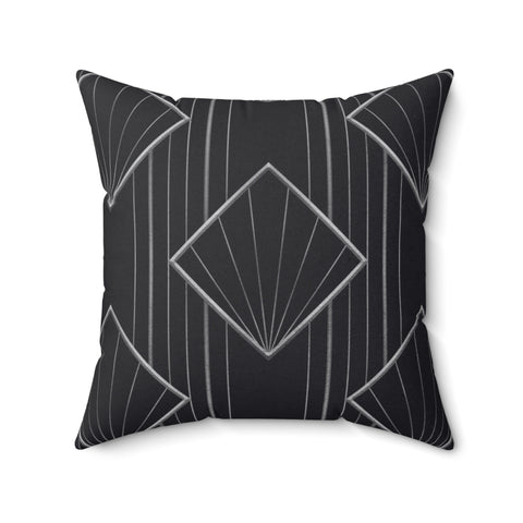 ART DECO SILVER & BLACK PRINT - Square Pillow