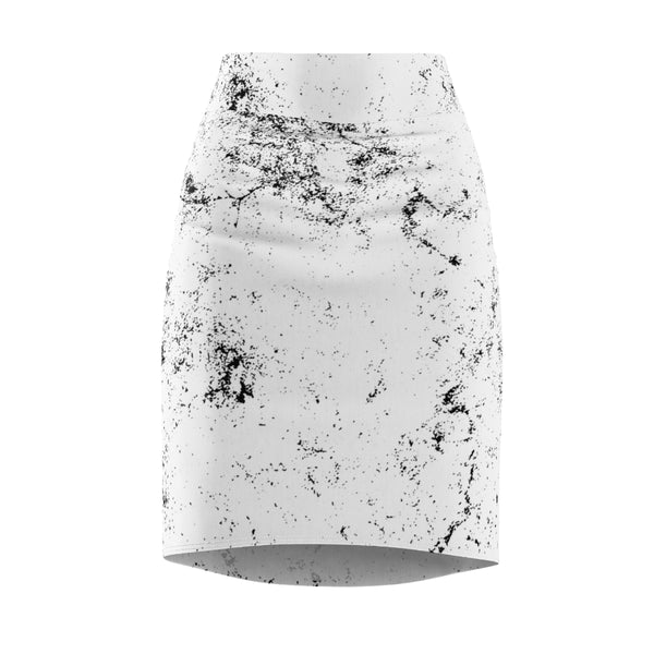 BLACK SPLASH & WHITE - Pencil Skirt
