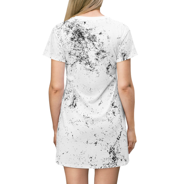 BLACK SPLASH & WHITE - T-Shirt Dress BACK