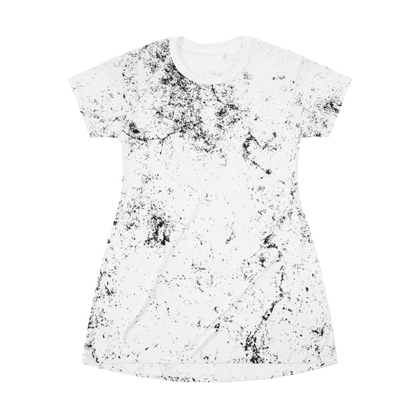 BLACK SPLASH & WHITE - T-Shirt Dress FRONT