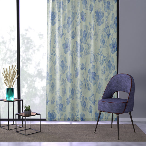 BLUE ANEMONE FLOWERS - SHEER Window Curtain