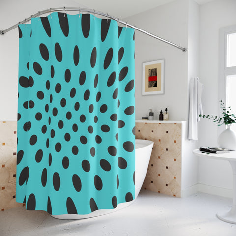 BLUE WARP DOTS - SHOWER CURTAIN