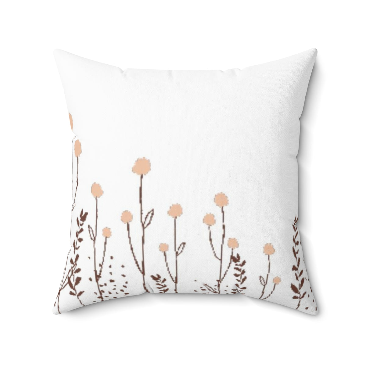 BLUSH FLOWER BUDS & WHITE - Square Pillow
