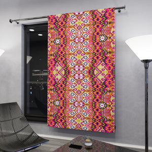 BOHO PRINT RED & PINK - BLACKOUT Window Curtain