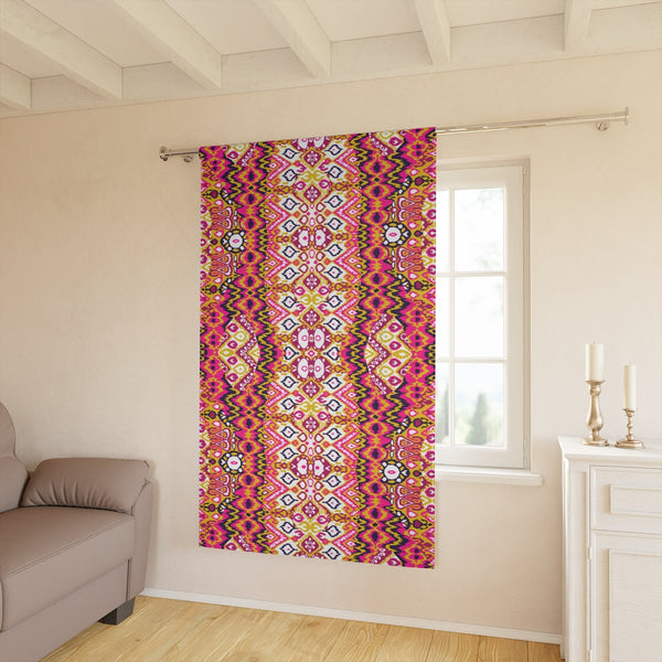 BOHO PRINT RED & PINK - BLACKOUT Window Curtain