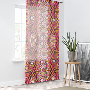 BOHO PRINT RED & PINK - SHEER Window Curtain