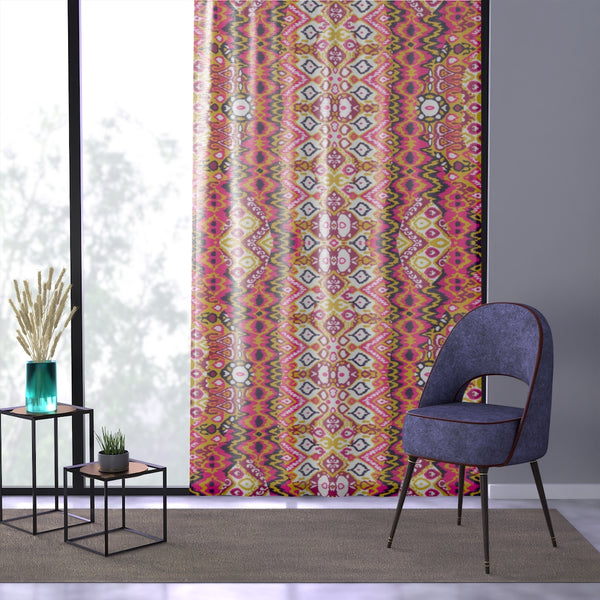 BOHO PRINT RED & PINK - SHEER Window Curtain