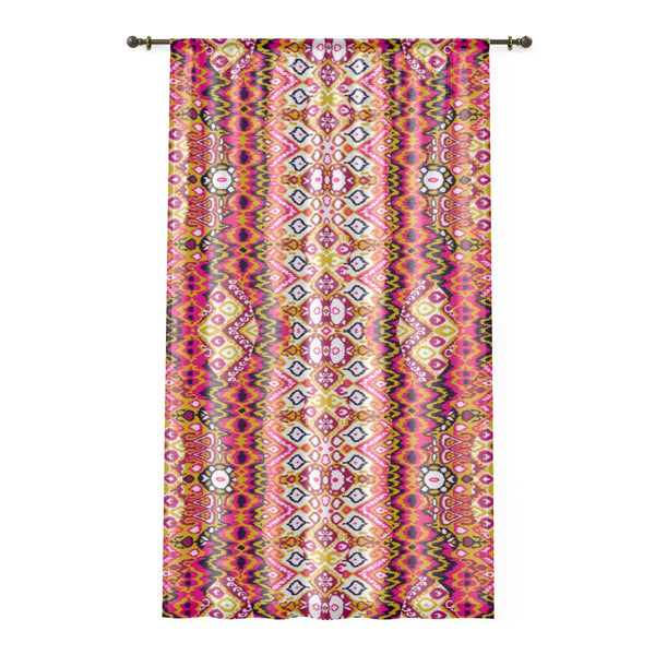 BOHO PRINT RED & PINK - SHEER Window Curtain