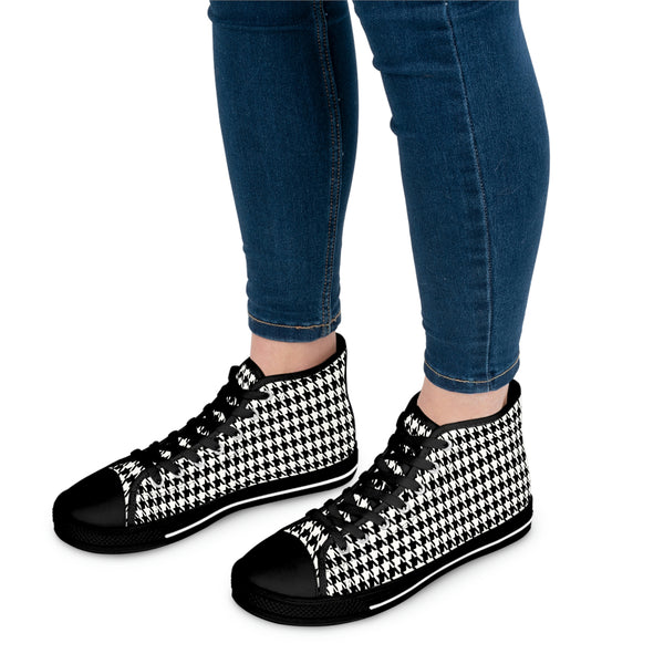 CLASSIC HOUNDSTOOTH - Women's High Top Sneakers Black Sole