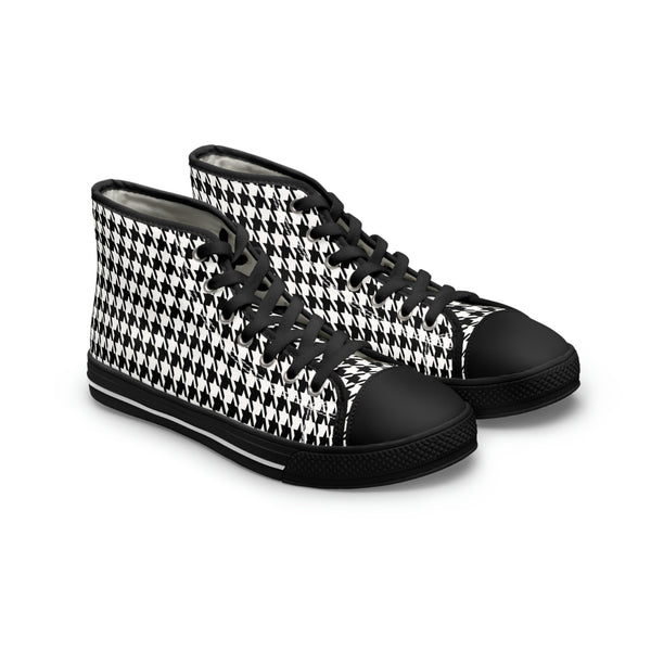 CLASSIC HOUNDSTOOTH - Women's High Top Sneakers Black Sole