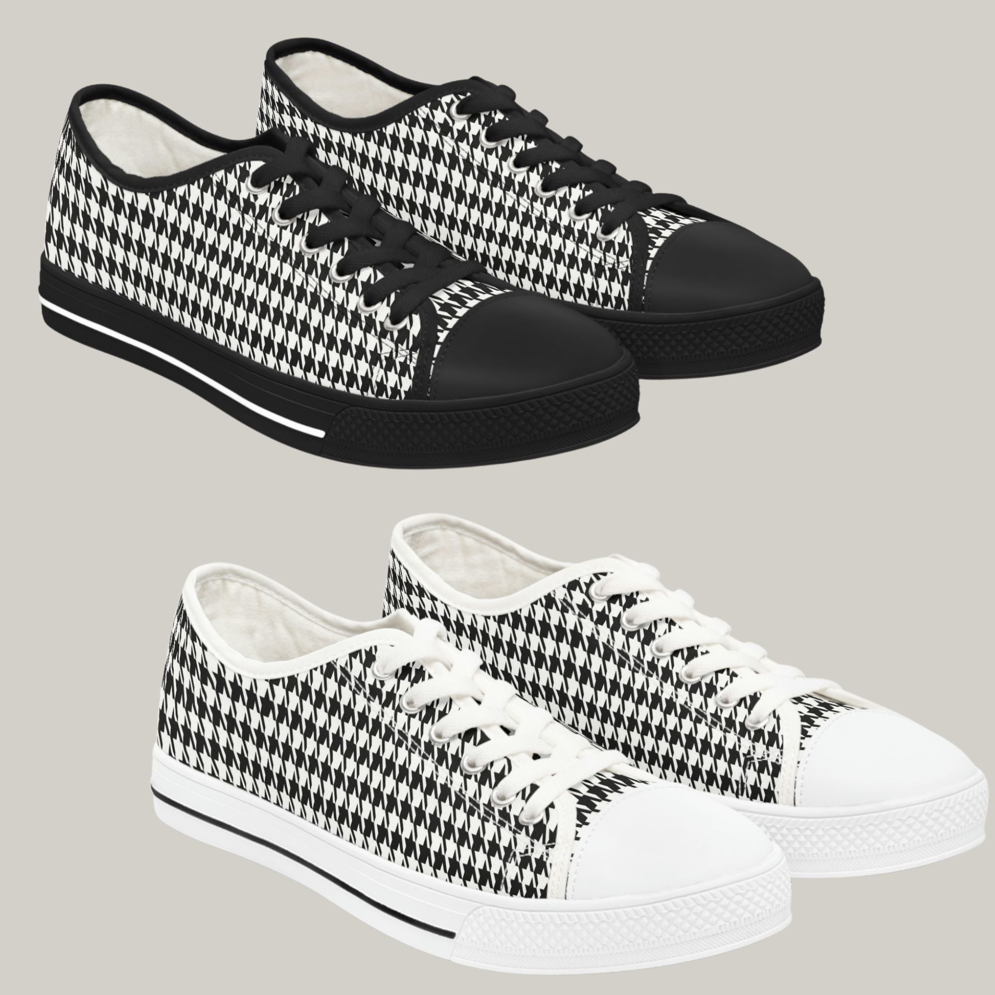 CLASSIC HOUNDSTOOTH - Women's Low Top Sneakers Black and White