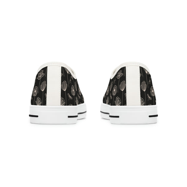 CREAM CUPS & BLACK - Women's Low Top Sneakers White Sole