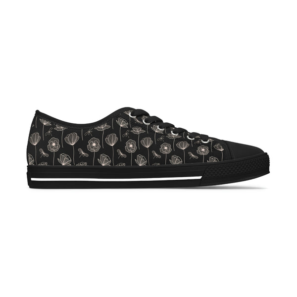 CREAM CUPS & BLACK - Women's Low Top Sneakers Black Sole