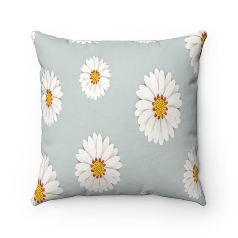 DAISIES PRINT ON BLUE GRAY BACKGROUND