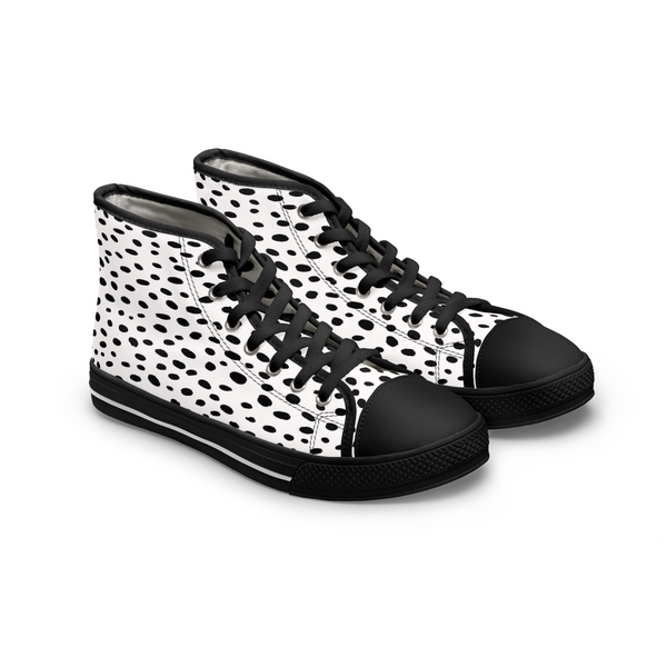 DALMATIAN & WHITE - Women's High Top Sneakers Black sole