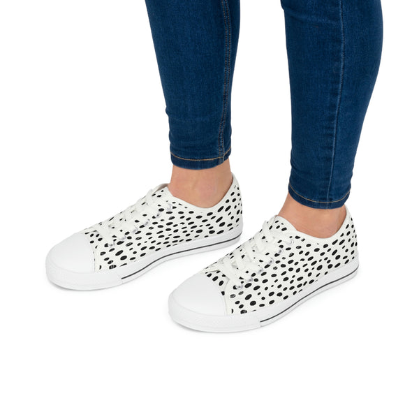 DALMATIAN & WHITE - Women's Low Top Sneakers White Sole