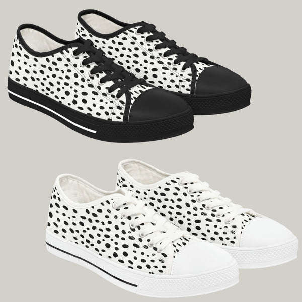 DALMATIAN & WHITE - Women's Low Top Sneakers Black and White sole