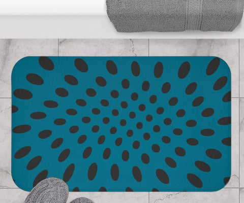 DARK BLUE WARP DOTS - BATH MAT