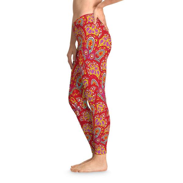 ELECTRIC RED PRINT - Stretchy Leggings