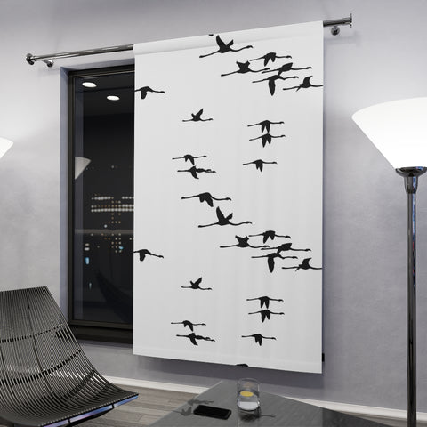 FLAMINGOS IN FLIGHT BLACK & WHITE - BLACKOUT Window Curtain