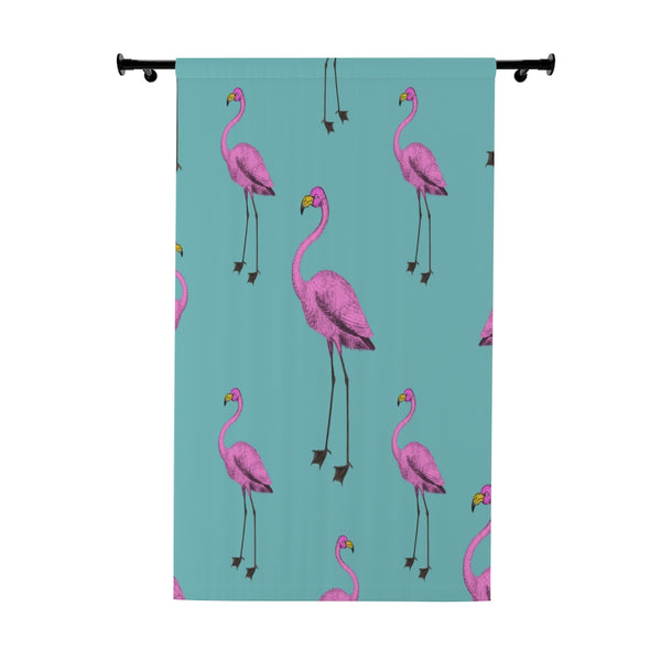 FLAMINGOS & TEAL - BLACKOUT Window Curtain