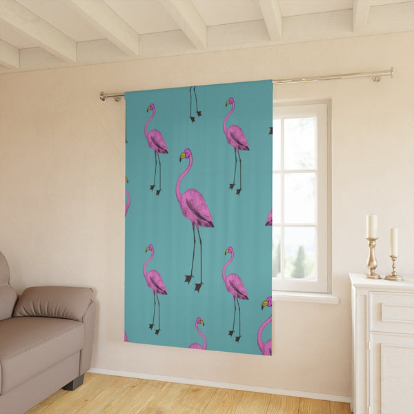 FLAMINGOS & TEAL - BLACKOUT Window Curtain