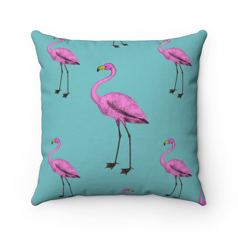 FLAMINGOS & TEAL SQUARE PILLOW 