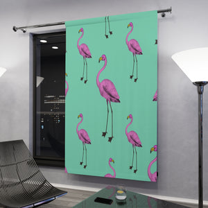 FLAMINGOS & TURQUOISE - BLACKOUT Window Curtain