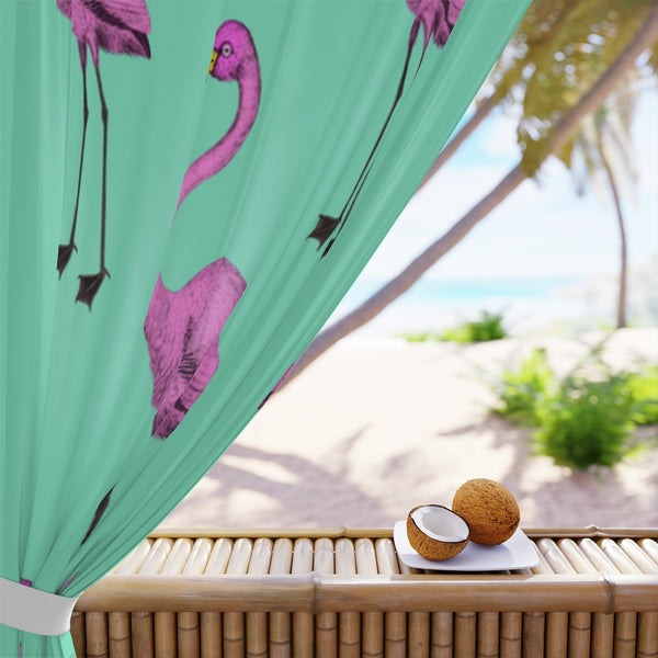 FLAMINGOS & TURQUOISE - BLACKOUT Window Curtain