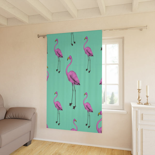 FLAMINGOS & TURQUOISE - BLACKOUT Window Curtain