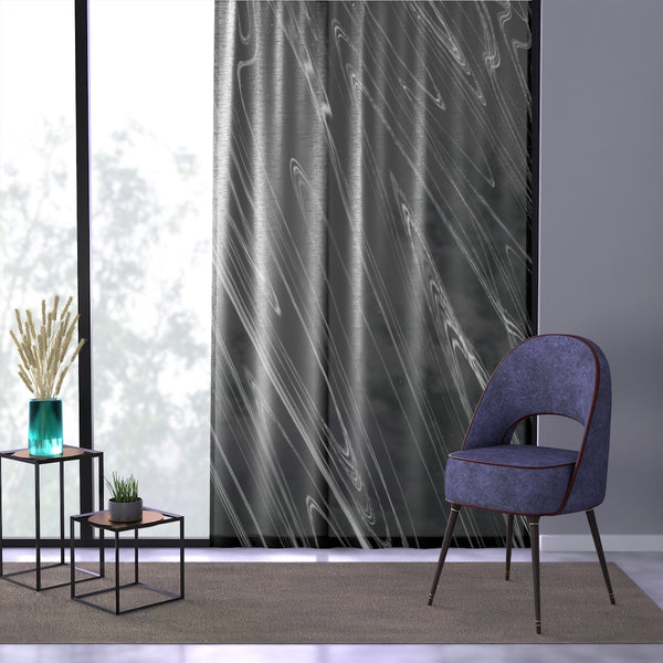 GLITCH SWIRT BLACK & WHITE - SHEER Window Curtain