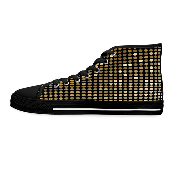 GOLD SEQUIN PRINT - Women's High Top Sneakers Black Sole