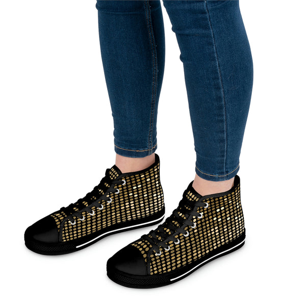 GOLD SEQUIN PRINT - Women's High Top Sneakers Black Sole