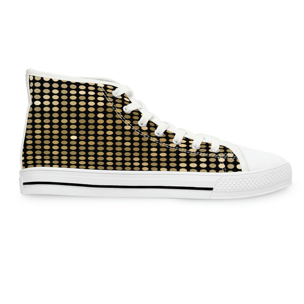 GOLD SEQUIN PRINT - Women's High Top Sneakers White Sole