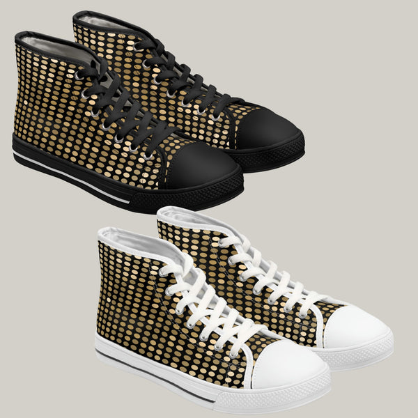 GOLD SEQUIN PRINT - Women's High Top Sneakers Black and White Sole