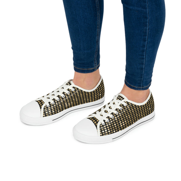 GOLD SEQUIN PRINT - Women's Low Top Sneakers White Sole