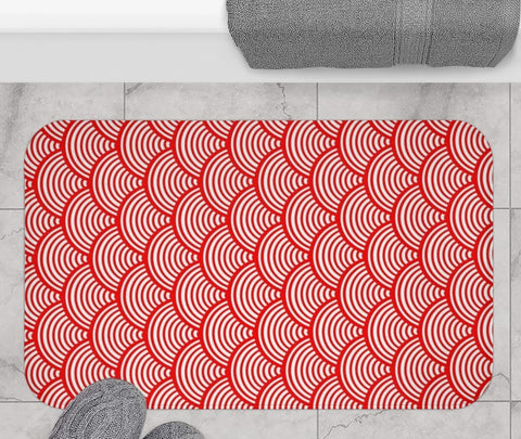 GRAPHIC RED WAVES - BATH MAT