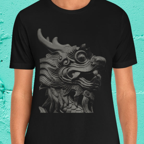 GRAY DRAGON BLACK TEE JERSEY UNISEX TSHIRT